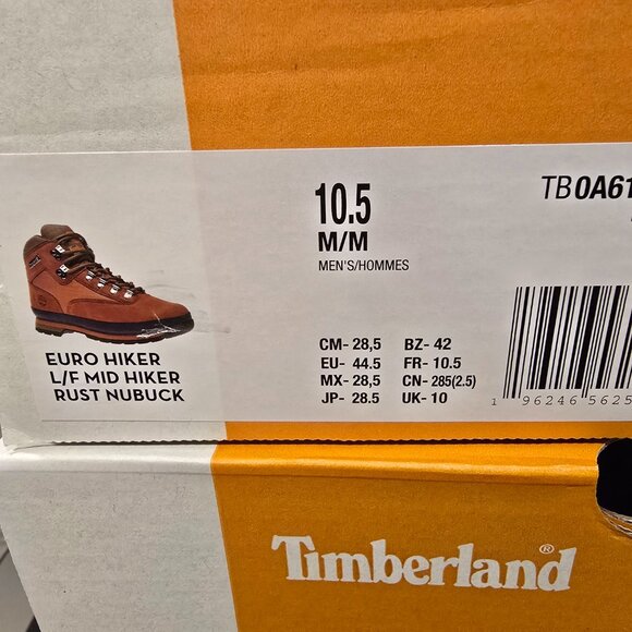 Timberland Euro Hiker Lace Up Men's Boots Rust Nubuck TB0A61YXF13 Size 10.5 NEW - Picture 12 of 12